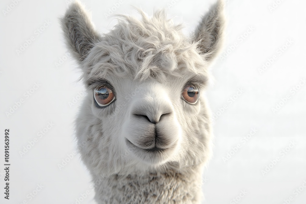 Obraz premium Fluffy alpaca with a curious look