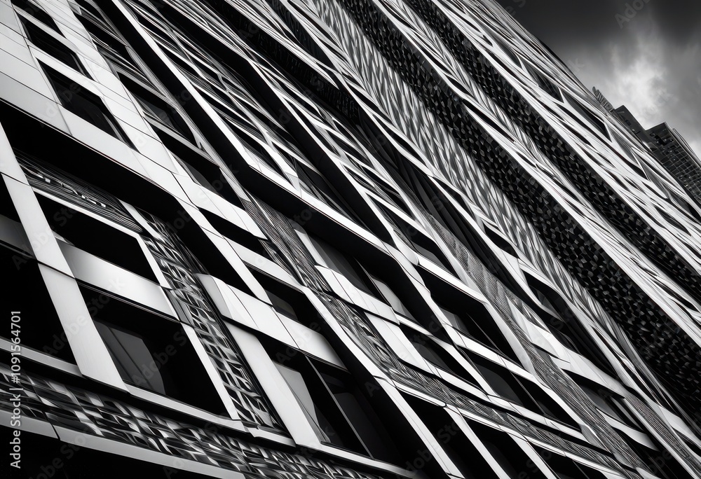 Fototapeta premium exploring dynamic urban textures through monochrome scenes capturing unique architectural patterns designs, architecture, cityscape, structure, skyline