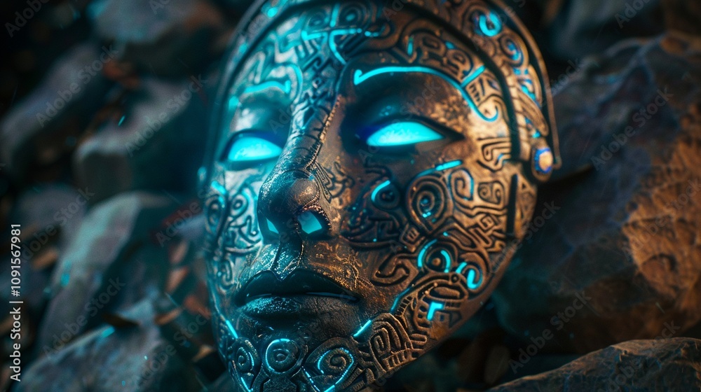 Obraz premium Mysterious Mask with Glowing Features