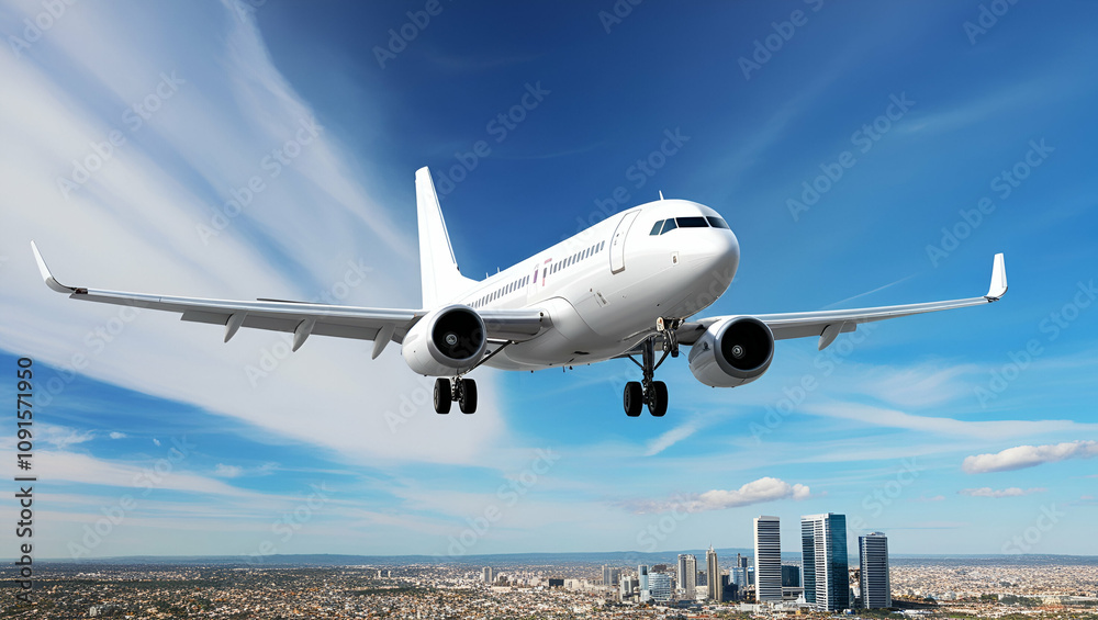 Naklejka premium World Civil Aviation Day, An Airplane Flying, Generative Ai