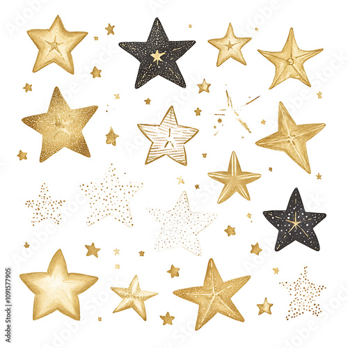 seamless pattern with golden stars