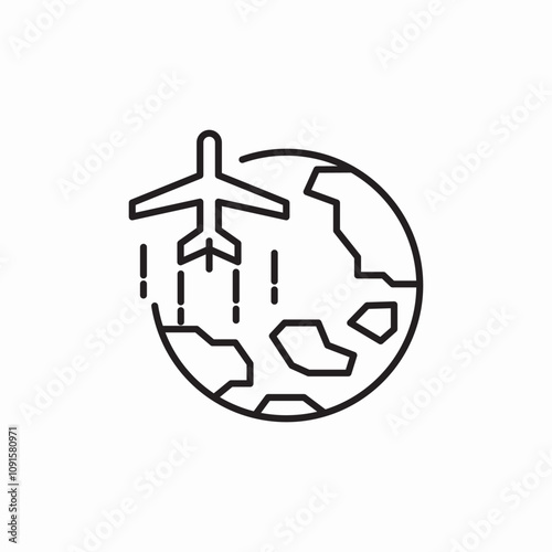 world wide flight plane icon sign vector