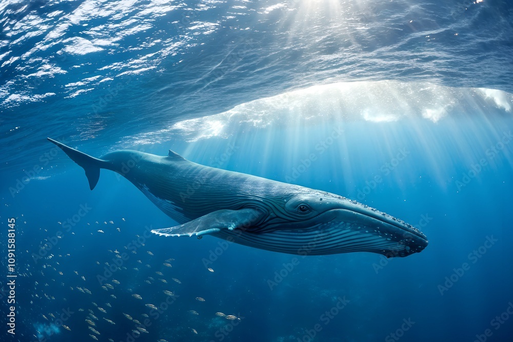 Fototapeta premium Dolphin in the Water Graceful Marine Life in a Serene Aquatic Setting