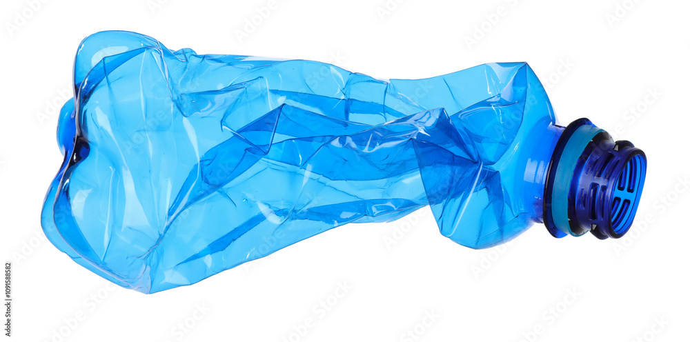 Fototapeta premium One crumpled plastic bottle isolated on white