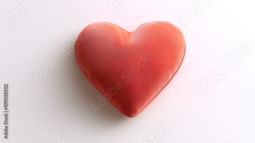 Red heart-shaped object on white background with shadows