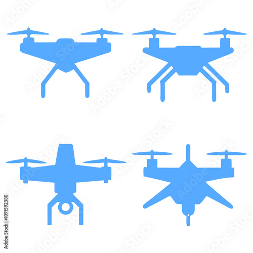 military helicopter and drone silhouette vector