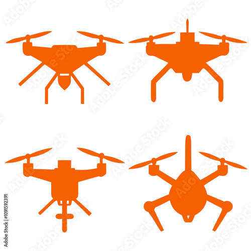 military helicopter and drone silhouette vector