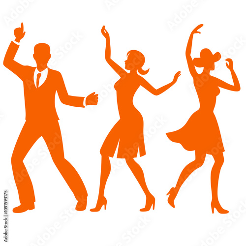 Set of vector illustration of Dancing People silhouette