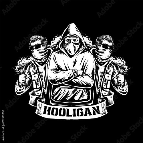 vector of ultras hooligan casual ultras football soccer supporter with flare smoke