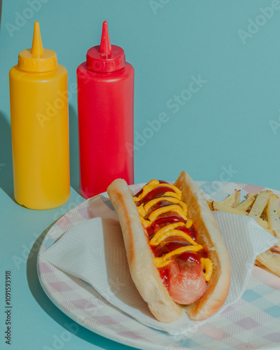 hot dog with ketchup