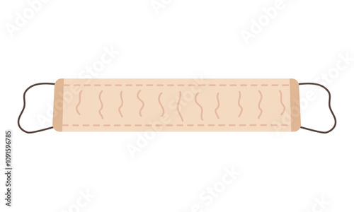 Massage washcloth with handles for bath and sauna. Vector illustration.