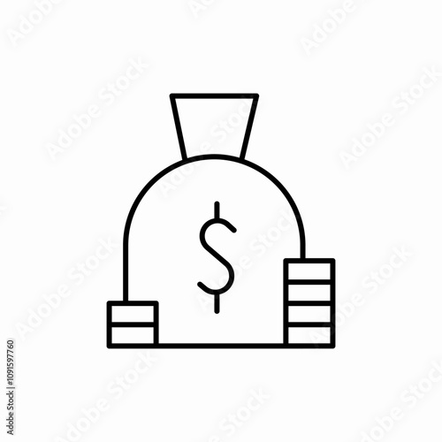 sack of money coin icon sign vector