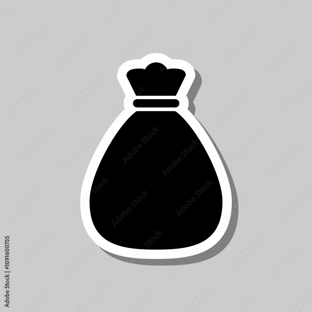Fototapeta premium Bank bag simple vector icon. Flat design. Sticker with shadow on gray background