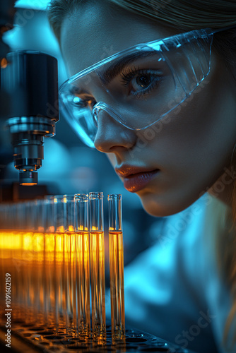 Close-Up of a Robotic Arm Handling a Test Tube in a Futuristic Laboratory, Showcasing Precision and Advanced Scientific Innovation photo