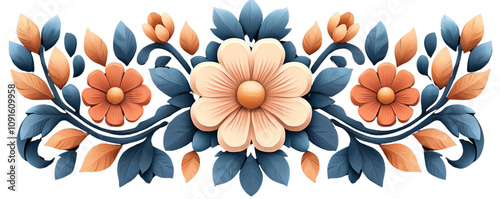 Elegant floral design featuring vibrant flowers and intricate leaves, perfect for decorative purposes and artistic projects. transparent background