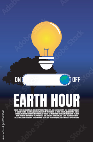 earth hour day awareness design template vector