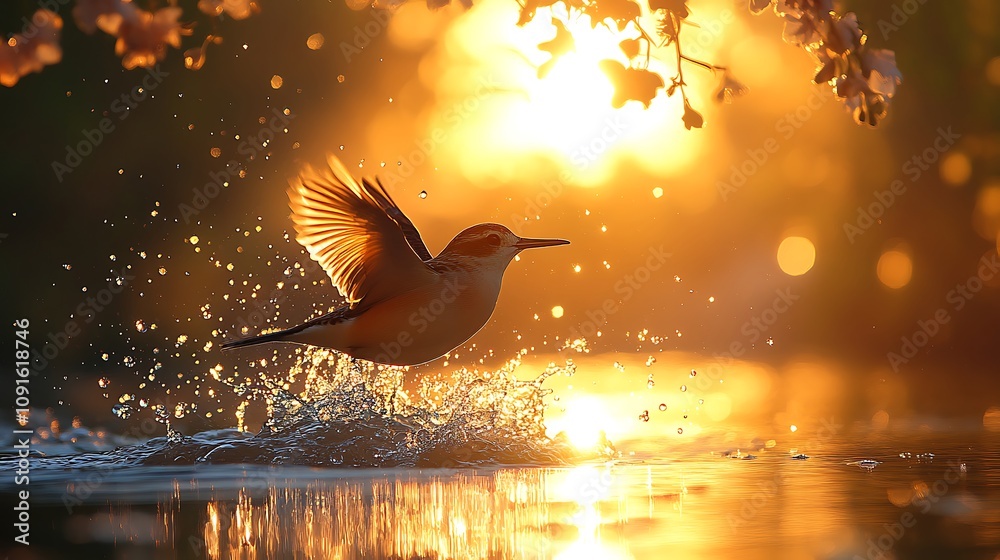 Fototapeta premium Sandpiper bird flying nature scenery wallpaper images