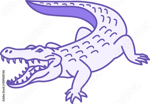 Colored Crocodile Icon. Vector Illustration. Caiman, Alligator. Reptile With Open Toothy Mouth. Animal Concept