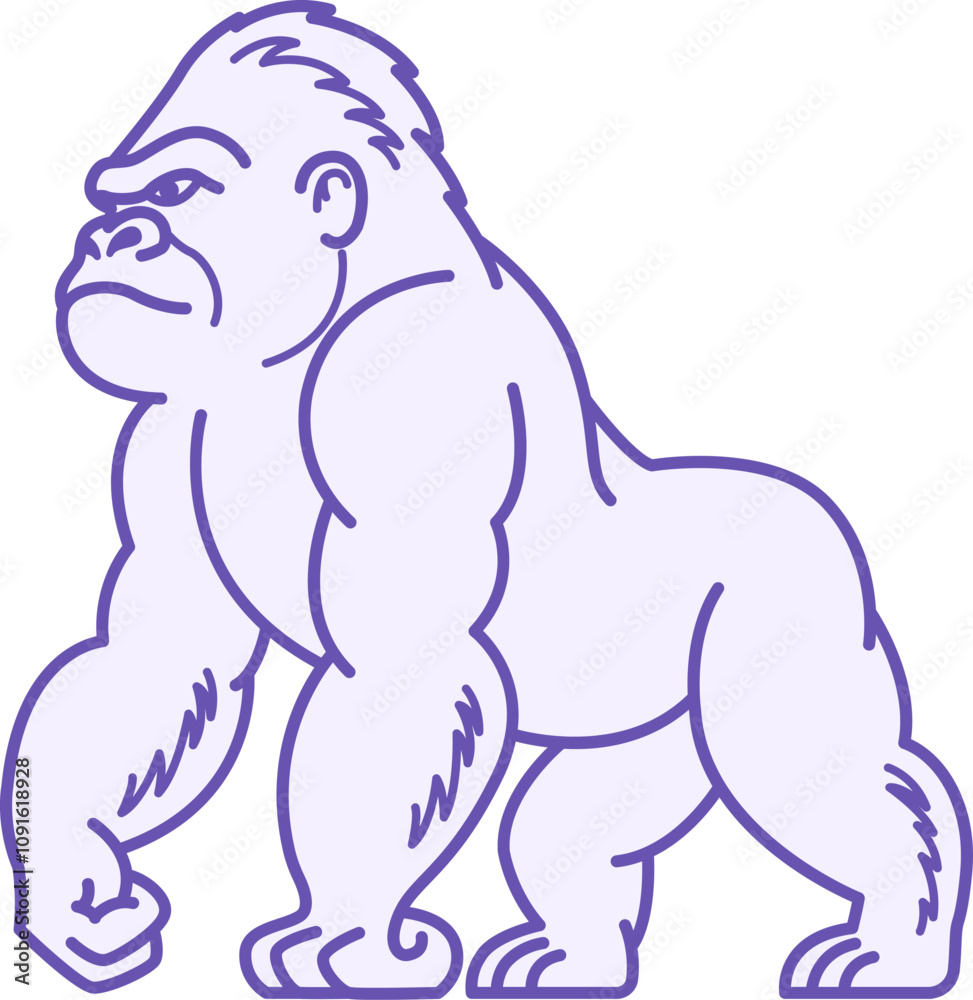Obraz premium Gorilla Color Icon. Vector Illustration. Monkey, Large and Dangerous Primate. Animals Concept
