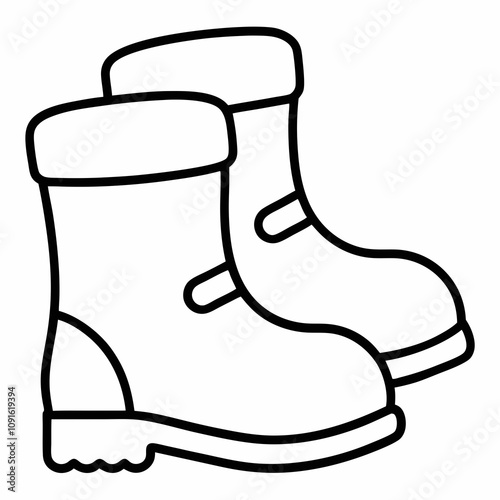 Winter boots outline vector illustration