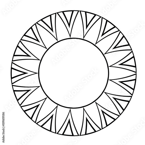 Round frame with geometric pattern for making stamps and patterns