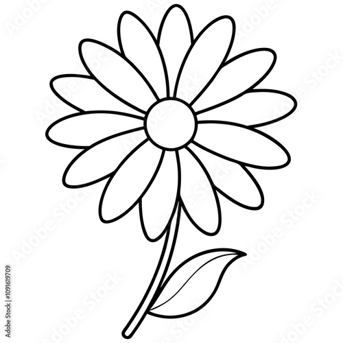 daisy flower line art vector, flower outline vector