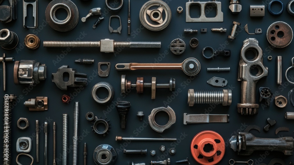 Obraz premium A Collection of Assorted Industrial Metal Parts