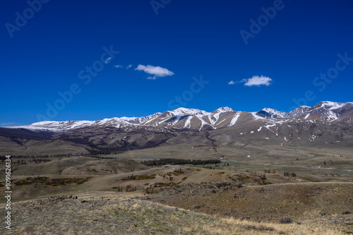 Severo-Chuisky ridge in Gorny Altai. Kosh-Agach district of the Altai Republic, Kuraiskaya steppe.