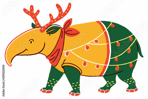 Funny Christmas Bambi Head White Santa Illustration | Unique Holiday Art