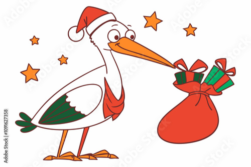 Funny Christmas Bambi Head White Santa Illustration | Unique Holiday Art