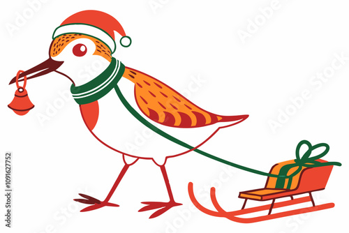 Funny Christmas Bambi Head White Santa Illustration | Unique Holiday Art