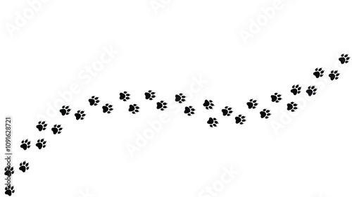 animal footprints on transparent background, cat path, isolated simple flat style