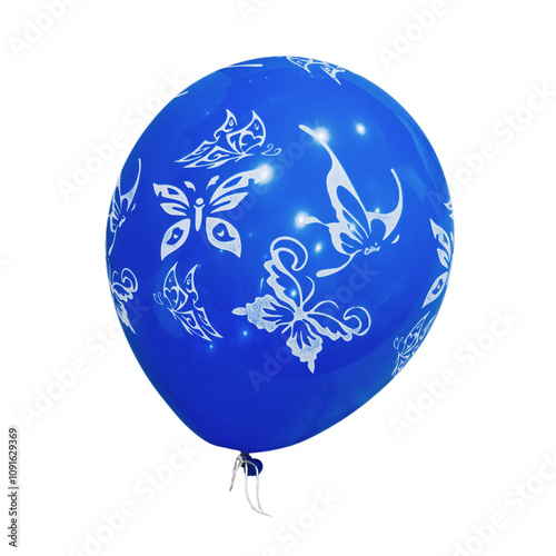 Blue hot air balloon isolate on white background.