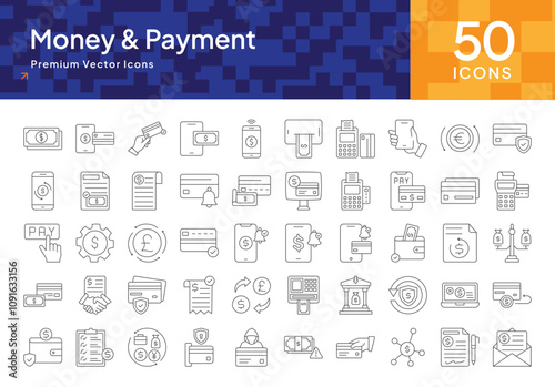 Money and Payment Icon Pack for Business Transactions, Finance Solutions, and eCommerce Payments