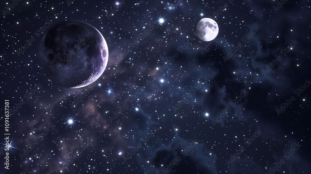 Fototapeta premium Celestial View of the Moon and Stars