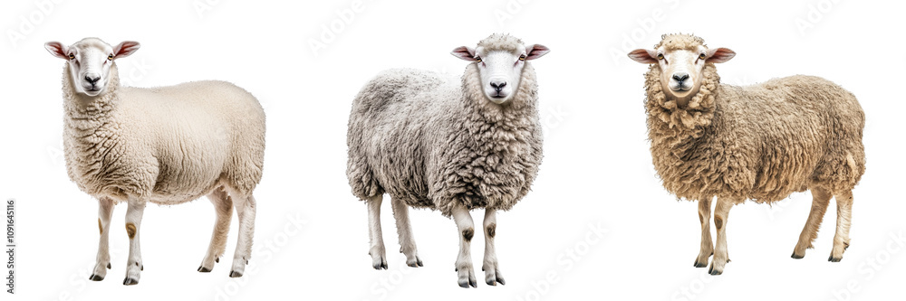 Set of Female Dorset Sheep isolated on a transparent background Set of Female Dorset Sheep isolated on a transparent background
