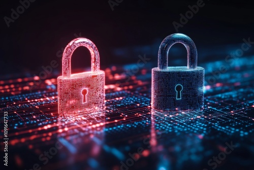 A secure padlock on digital background