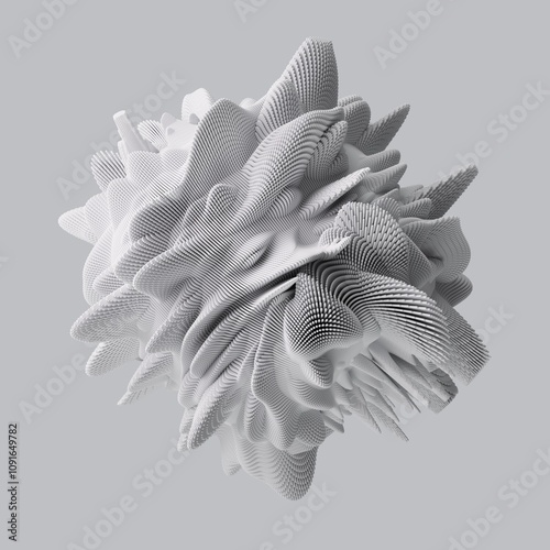 Fototapeta Naklejka Na Ścianę i Meble -  3d render of abstract detailed shape. Minimal futuristic background.