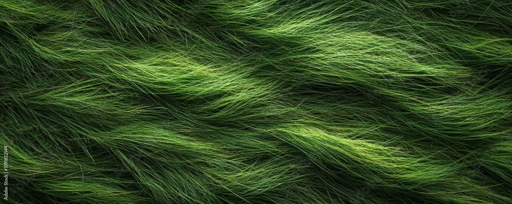 Obraz premium Textured grass surface with intricate patterns created by wind or animals.