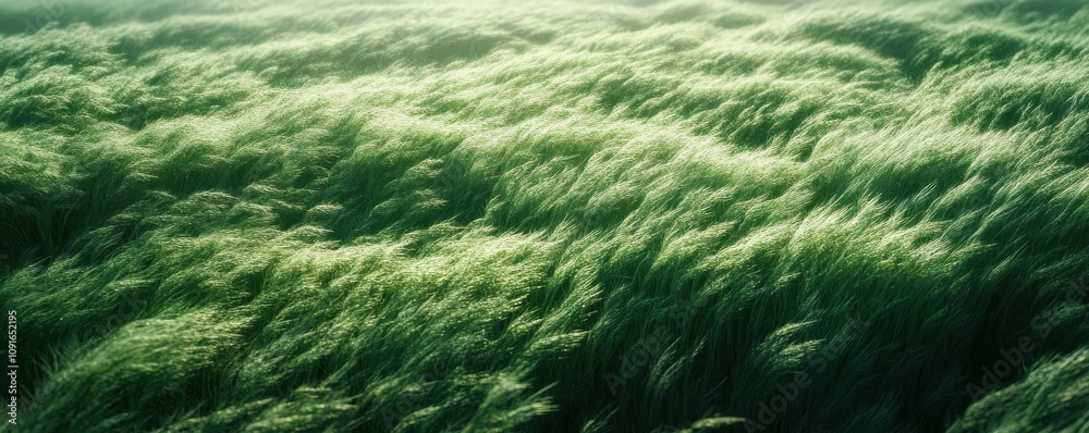 Fototapeta premium Textured grass surface with intricate patterns created by wind or animals.