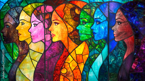 Portrait of a group of diverse and colorful women
