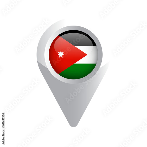Free Download Jordan Flag Map Icon. Glossy icon. 3D - GFXLoad