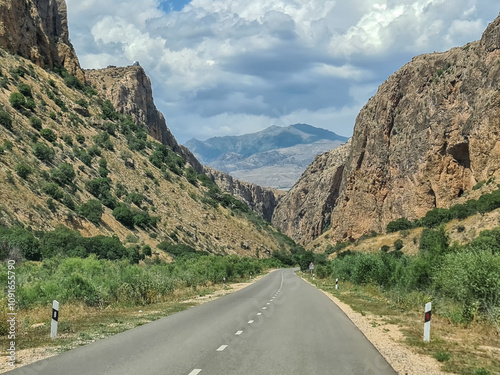 Mountain road in Armenia on a summer day