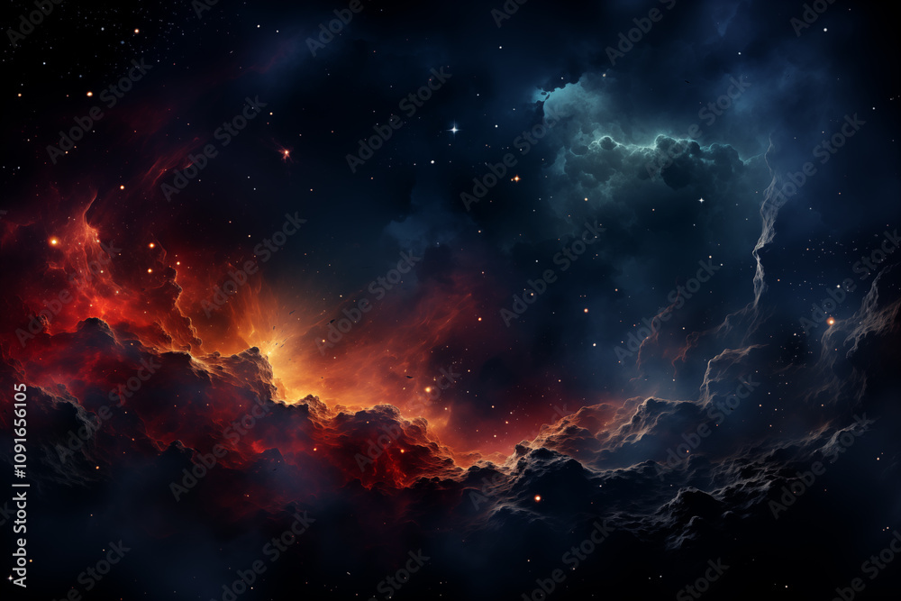 Fototapeta premium Cosmic Storm Rages Across Nebulous Heavens