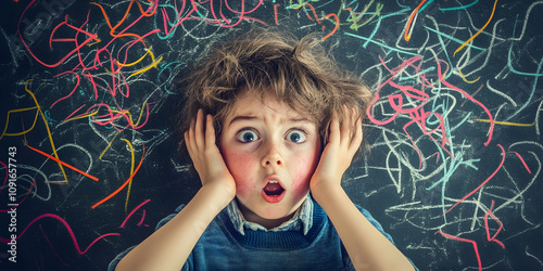 Child Feeling Overwhelmed in a Learning Setting, Representing the Struggles and Support for Neurodiversity-