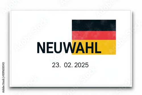 Deutsche Wahlankündigung für den 23 Februar 2025 mit nationalen Farben in einem auffälligen Design photo