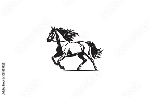 First Running horse silhouette vector outline art illustration logo design