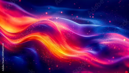 A futuristic neon abstract with glowing streaks of vivid colors on a dark background, exuding sharp details and modern energy.