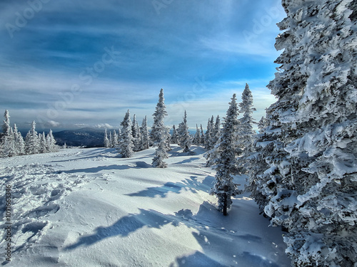 Ski resort Sheregesh in Siberia, Russia. photo