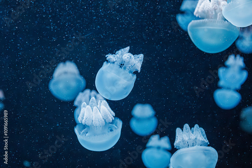 underwater photography jellyfish Blue Blubber Jelly, Catostylus mosaicus photo